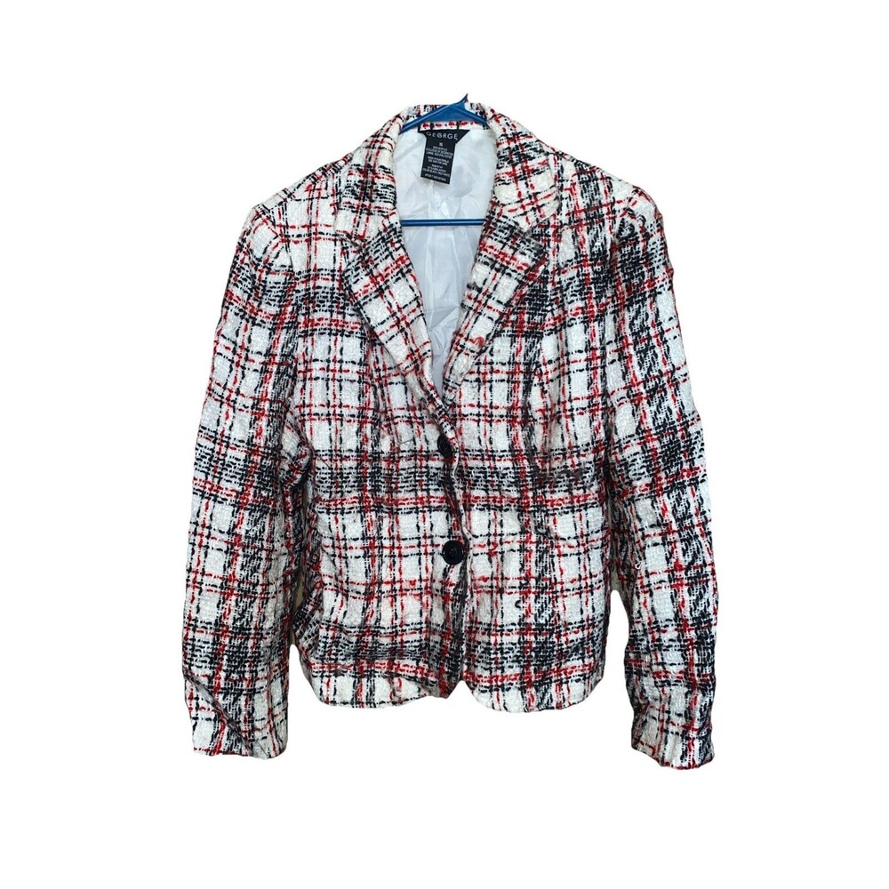 George Blazer Jacket Size 16 Women’s Checkered Multicolor Button Up Front